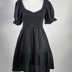Madwell Lucie Smocked Black Dress Small